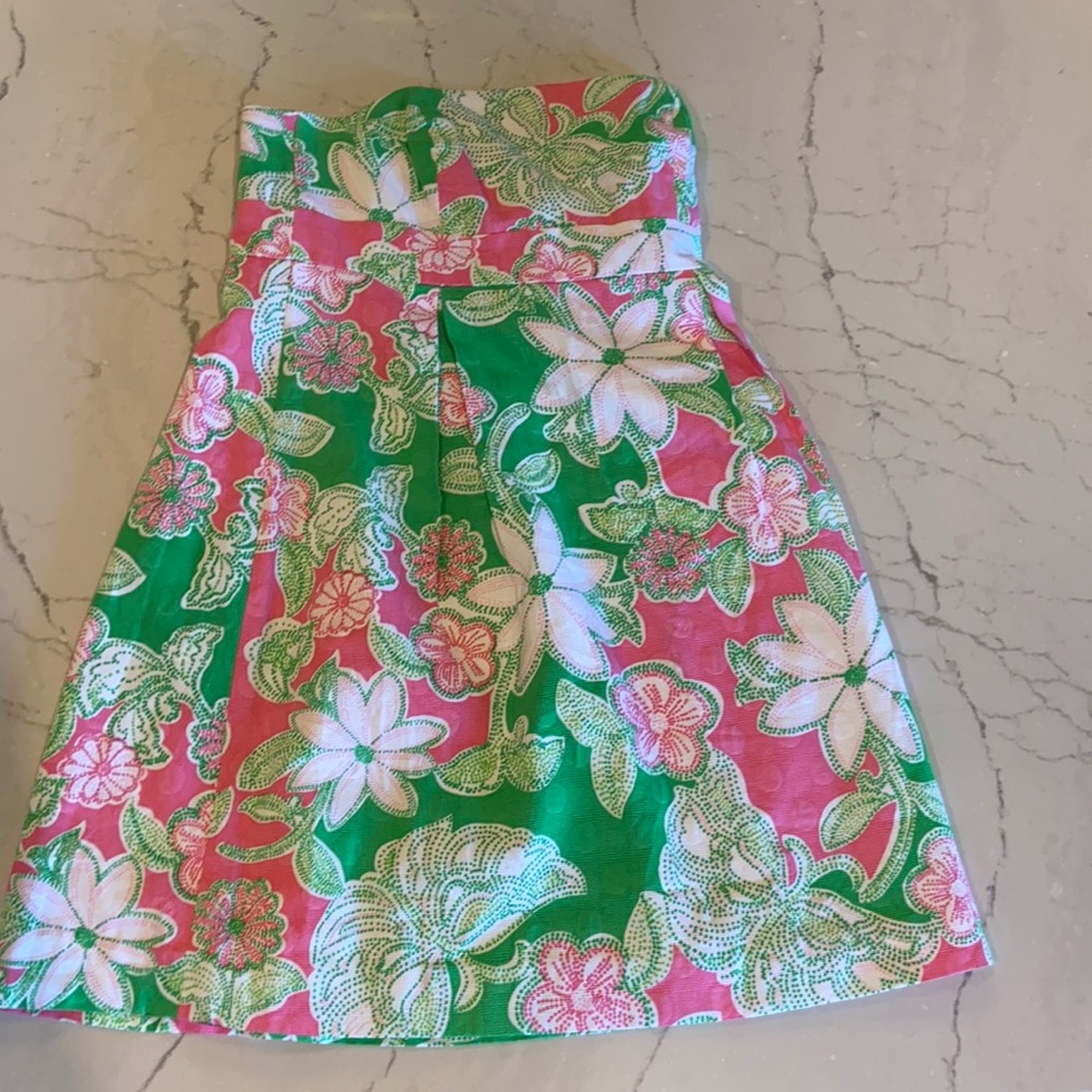 Lily Pulitzer Strapless Dress Pink & Green Size 4